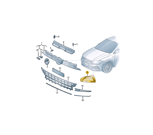 new volkswagen polo aw front bumper left grille 2gs8536659b9 original