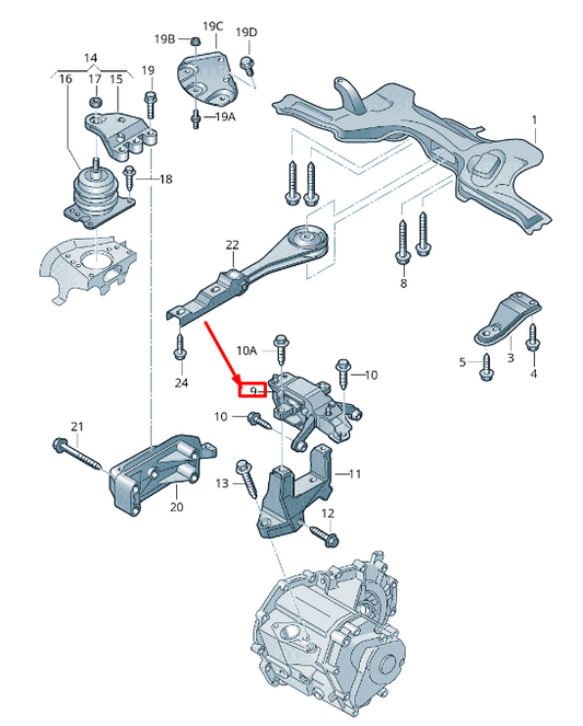 new skoda rapid nh rear left gearbox mounting 6q0199555as original