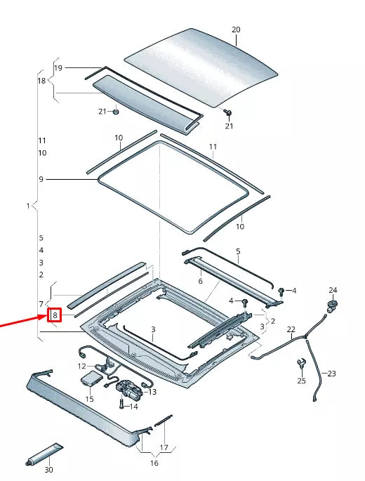 NEW AUDI A6 4A C8 SUNROOF SEAL 4K9877459