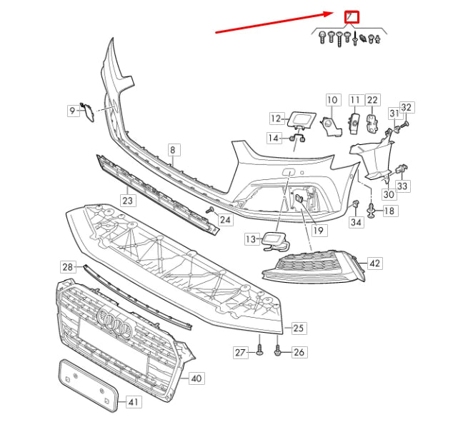 NEW AUDI A5 8W6 FRONT BUMPER COVER HARDWARE KIT 8W6098623 ORIGINAL