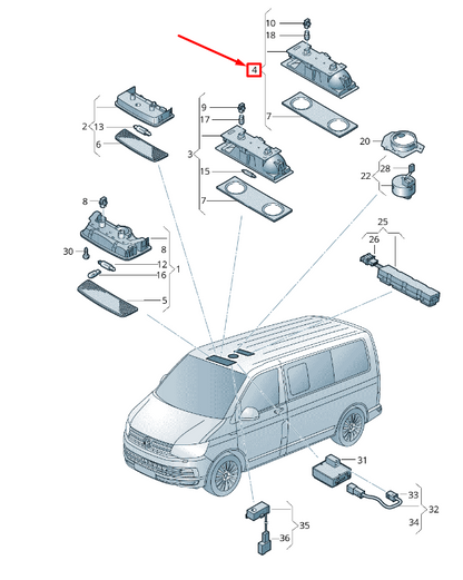 NEW VW TRANSPORTER VI T6 LED INTERIOR LIGHT 7E5947105A ORIGINAL