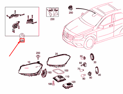NEW MB A W176 FRONT LEFT HEADLIGHT BRACKET REPAIR KIT A1768200114 ORIGINAL