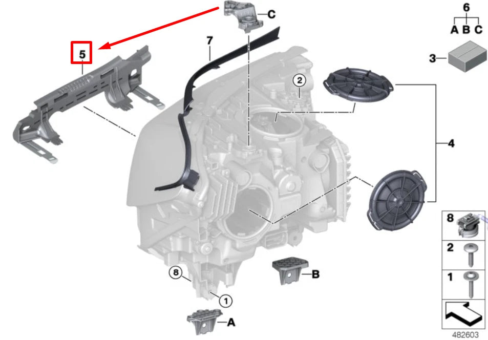 NEW BMW 6 G32 FRONT LEFT HEADLIGHT BRACKET 7461889 63117461889 ORIGINAL