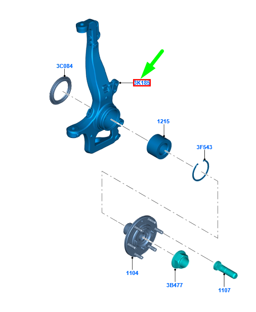 new ford ranger t6 front left wheel knuckle 2321940 original