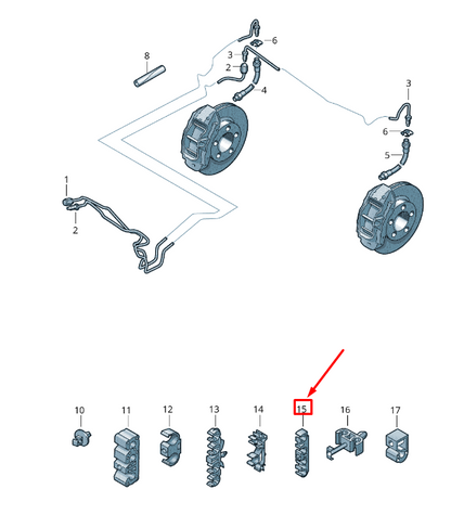 new vw touareg 7p mk2 rear brake pipe bracket 6r0611797c original