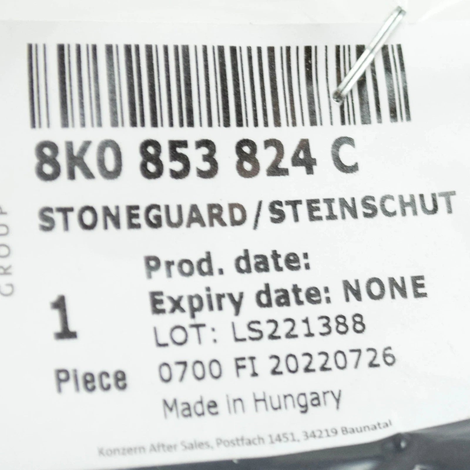 NEW AUDI A4 8K B8 RIGHT STONE CHIP GUARD 8K0853824C ORIGINAL