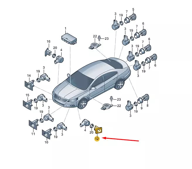NEW VW CC FRONT LEFT SIDE PARK SENSOR BRACKET 3C8919493BGRU ORIGINAL