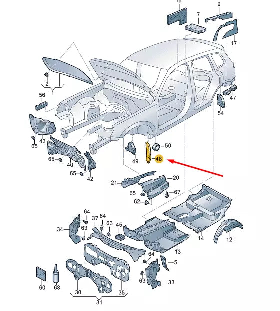 NEW VW TOUAREG 7P MK2 FRONT LEFT WING INSULATION 7P6864235D