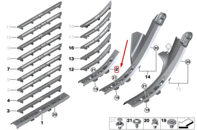 new bmw x5 g05 rear left entrance cover strip 7953929 51477953929 original