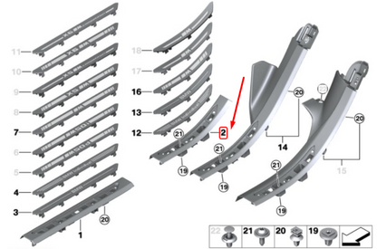 new bmw x5 g05 rear left entrance cover strip 7953929 51477953929 original
