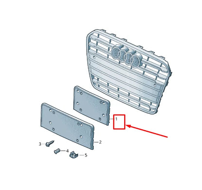 NEW AUDI A5 SPORTBACK 8T FRONT LICENSE PLATE HOLDER 8T0807285PT94 ORIGINAL