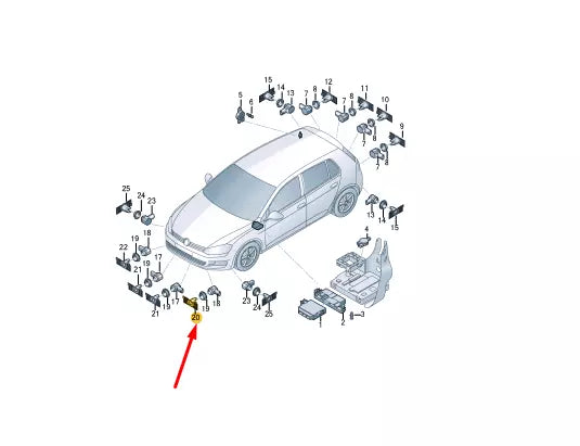 NEW VOLKSWAGEN GOLF MK7 FRONT BUMPER LEFT PDC SENSOR HOLDER 5G0919493L ORIGINAL