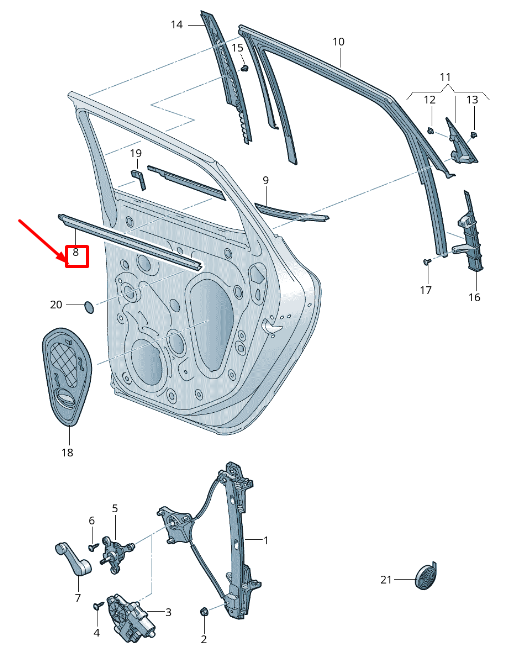 new seat arona kj rear left inner door window aperture seal 6f0839471b original