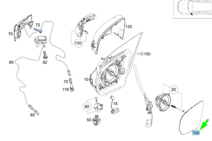 NEW MERCEDES-BENZ GLB X247 FRONT LEFT DOOR MIRROR GLASS LHD A0998104501 ORIGINAL