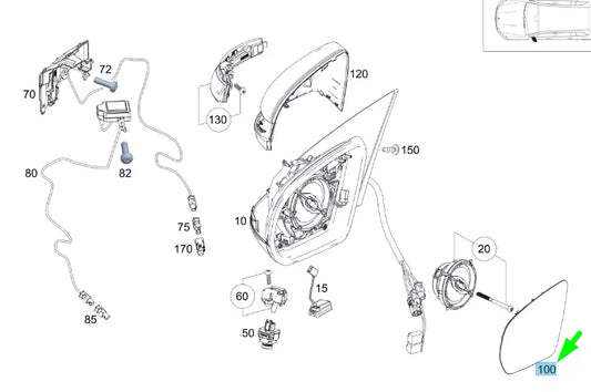 NEW MERCEDES-BENZ GLB X247 FRONT LEFT DOOR MIRROR GLASS LHD A0998104501 ORIGINAL