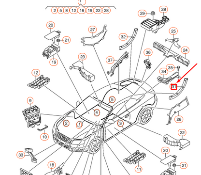 NEW AUDI A4 B8 REAR LEFT LID HINGE GUIDE PIECE 8K5971821AB01C ORIGINAL