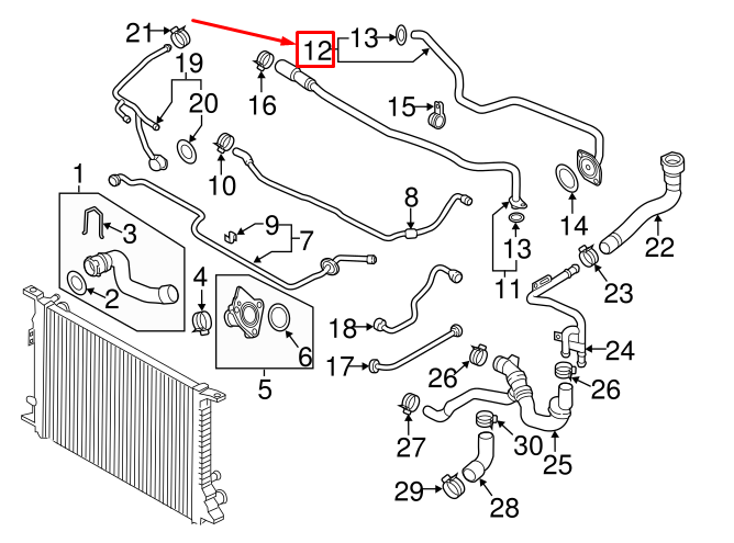 NEW AUDI A6 AVANT C7 LEFT REAR ENGINE COOLANT PIPE 079121071CM ORIGINAL