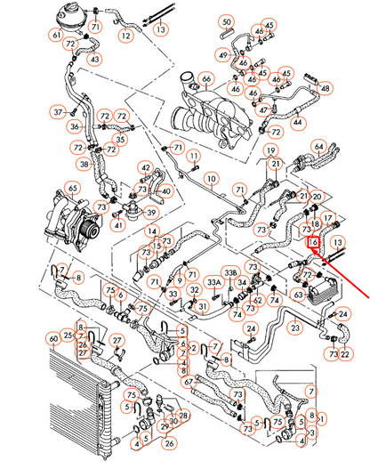 NEW AUDI A3 8P ENGINE COOLANT HOSE 1K0122073FR ORIGINAL