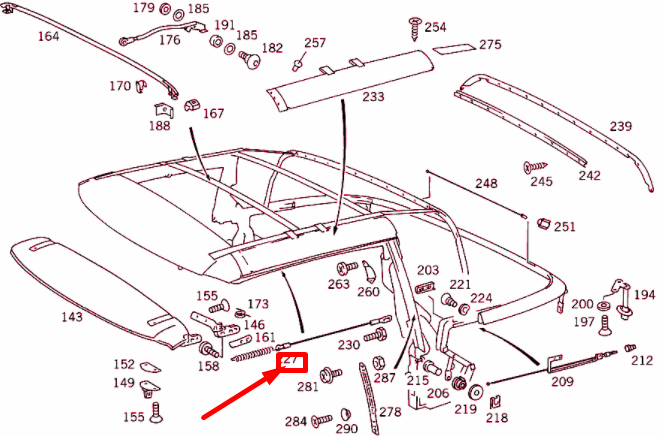 NEW MERCEDES-BENZ SL R129 FOLDING TOP RIGHT PULL A1297701266 ORIGINAL