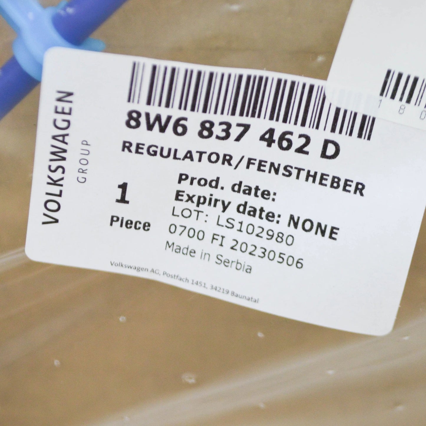 NEW AUDI A5 SPORTBACK F5 FRONT RIGHT DOOR WINDOW REGULATOR 8W6837462D ORIGINAL