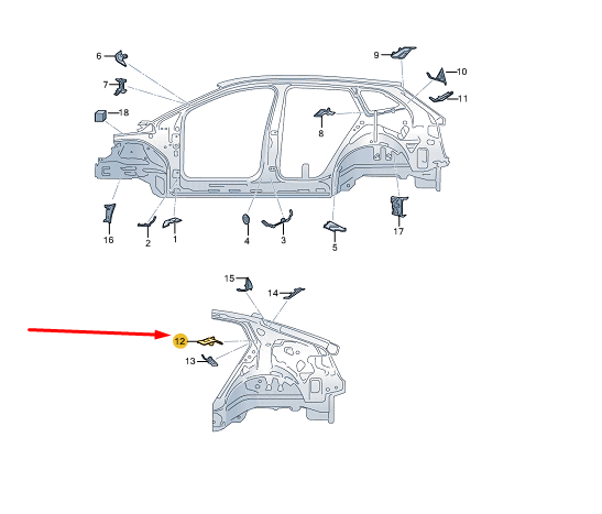 new skoda enyaq iv right inner c-pillar plate 5le864630 original