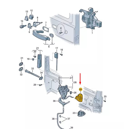 NEW VW TRANSPORTER VI T6 LEFT SLIDING DOOR ROTARY LATCH LOCK 7E0843603D ORIGINAL