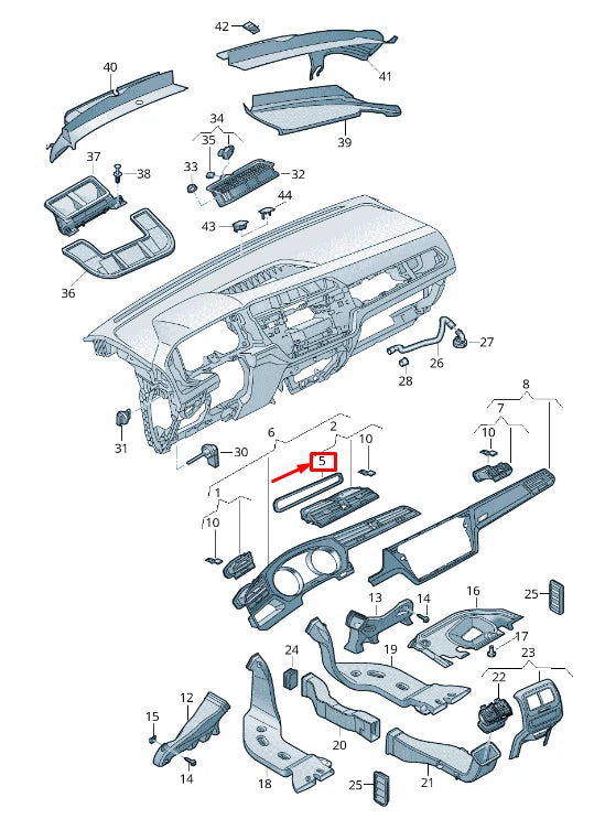 NEW VW TOURAN 5T CENTRE AIR VENT SEALING STRIP 5TA819758