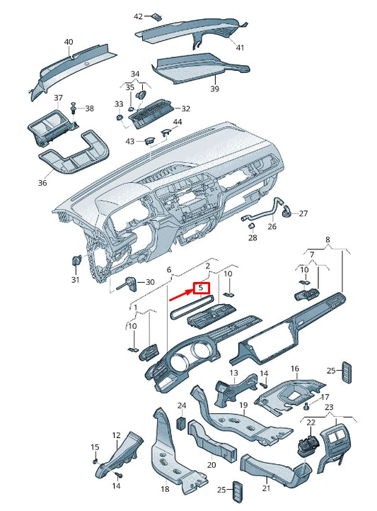 NEW VW TOURAN 5T CENTRE AIR VENT SEALING STRIP 5TA819758