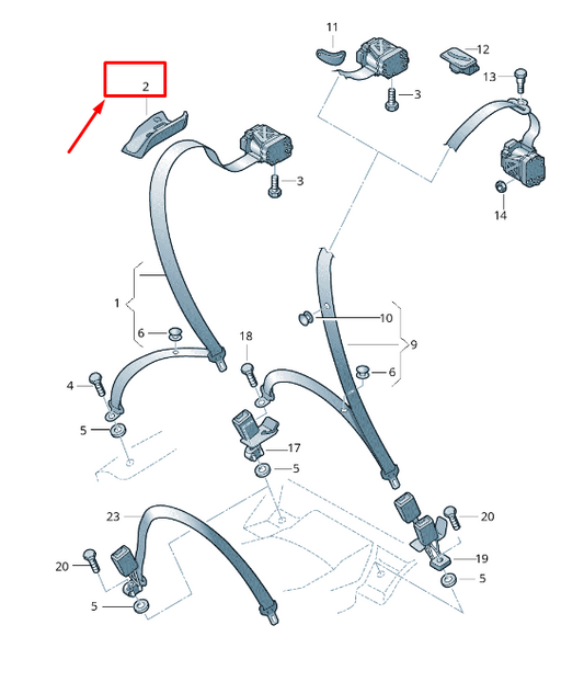 new audi a5 8t rear left seat belt guide 8t0857791 4pk 8t08577914pk original