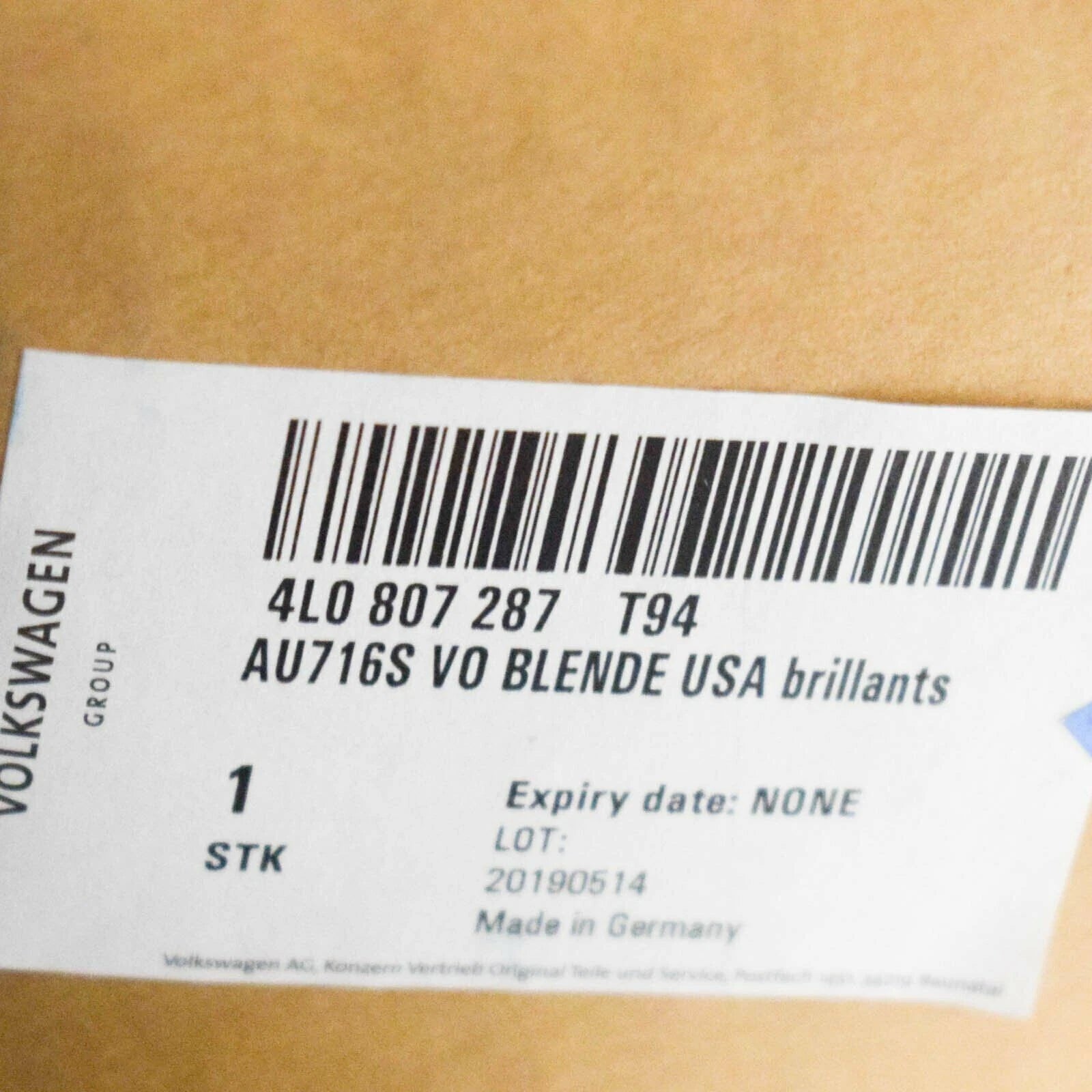 NEW AUDI Q7 FRONT GRILL NUMBER PLATE FILLER DELETE GLOSS BLACK 4L0807287T94