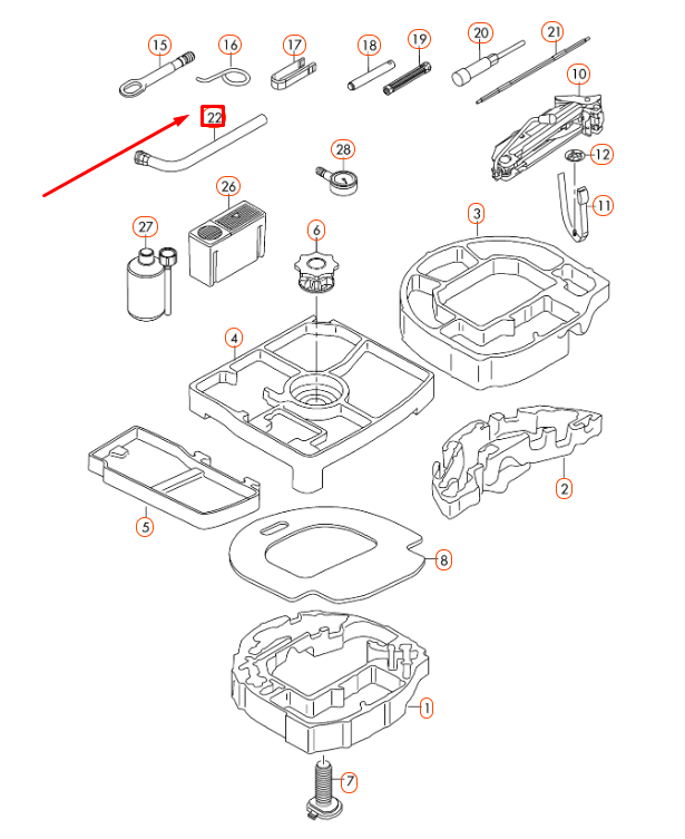 NEW AUDI A1 8X WHEEL BOLTS SOCKET WRENCH 8N0012219 ORIGINAL