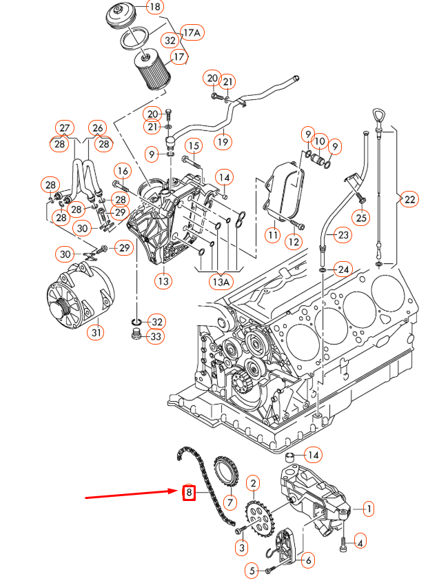 NEW VOLKSWAGEN PHAETON GP3 ENGINE OIL PUMP CHAIN 077115125B ORIGINAL
