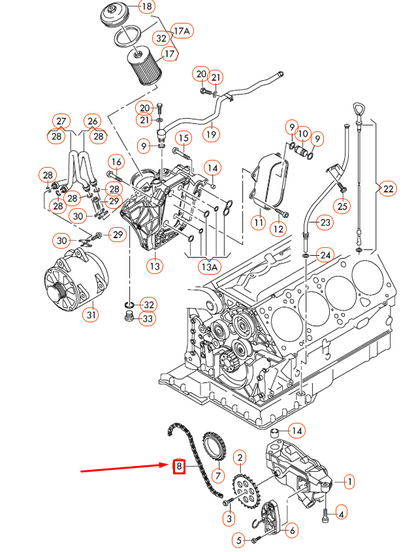 NEW VOLKSWAGEN PHAETON GP3 ENGINE OIL PUMP CHAIN 077115125B ORIGINAL