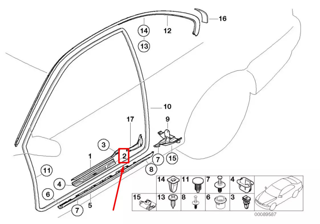 NEW BMW 3 E46 FRONT LEFT DOOR SILL TRIM 51477891929 7891929 ORIGINAL
