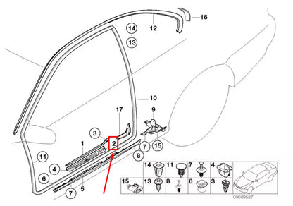 NEW BMW 3 E46 FRONT LEFT DOOR SILL TRIM 51477891929 7891929 ORIGINAL