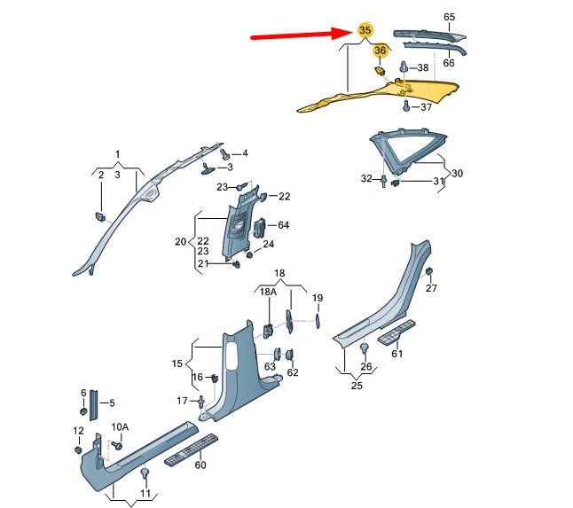 NEW AUDI A8 4H D4 REAR LEFT D-PILLAR TRIM 4H4868289HEP1 ORIGINAL