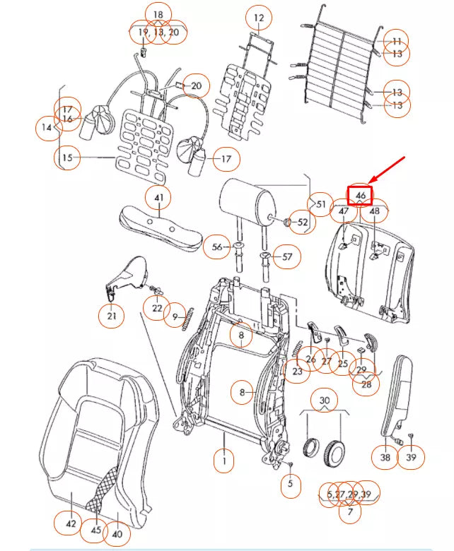 NEW AUDI A3 8P FRONT SEAT BACKREST COVER WITH MAP NET 4F0881969CL77 ORIGINAL