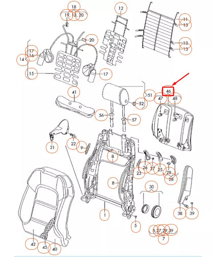 NEW AUDI A3 8P FRONT SEAT BACKREST COVER WITH MAP NET 4F0881969CL77 ORIGINAL