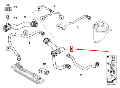 NEW BMW X5 E70 UPPER RADIATOR COOLANT HOSE 17127536230 7536230 ORIGINAL
