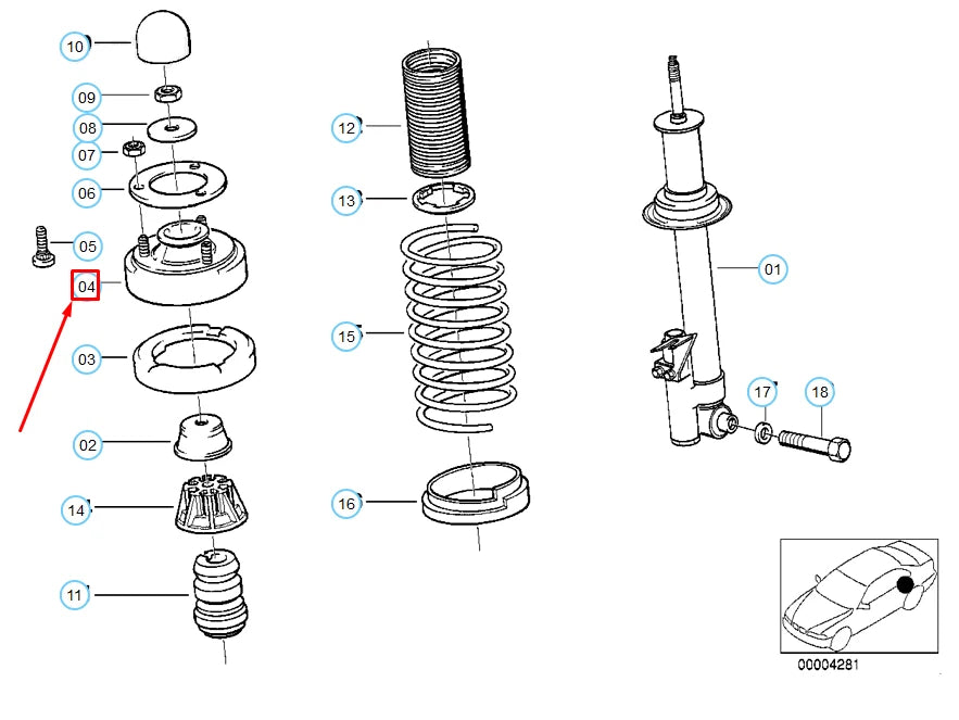 NEW BMW 5 E34 REAR SHOCK MOUNT 37121129867 ORIGINAL