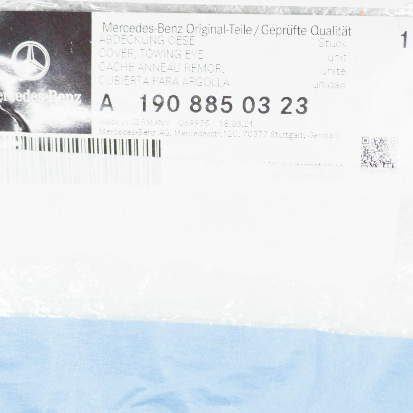 NEW MERCEDES-BENZ AMG GT C190 FRONT BUMPER TOWING EYE COVER A1908850323 ORIGINAL