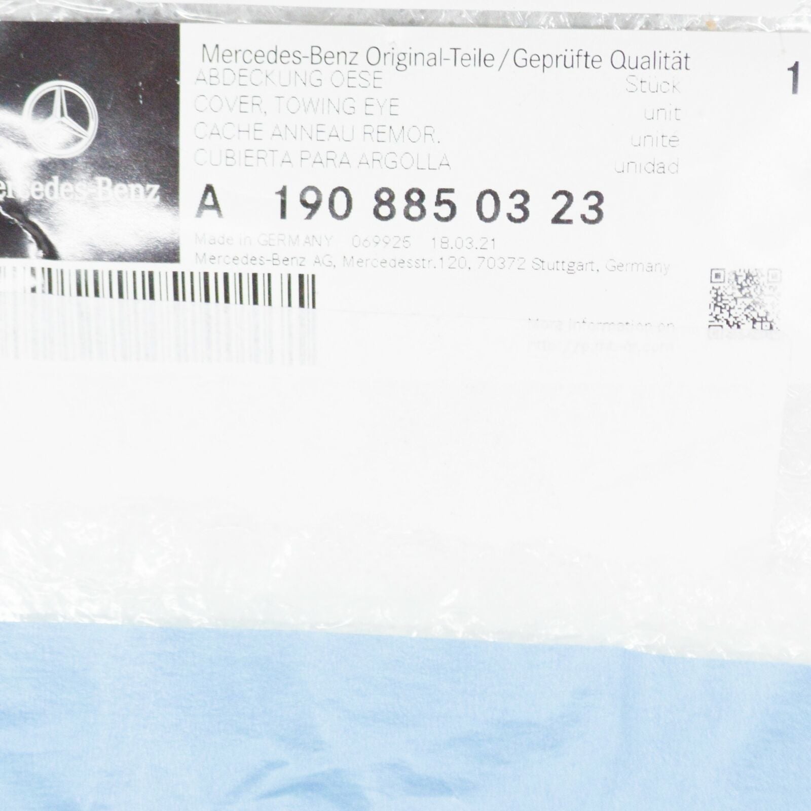 NEW MERCEDES-BENZ AMG GT C190 FRONT BUMPER TOWING EYE COVER A1908850323 ORIGINAL