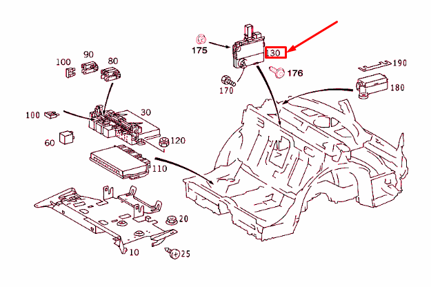 NEW MERCEDES-BENZ S W220 REAR RIGHT WHEELHOUSE FUSE BOX A0005404750 ORIGINAL