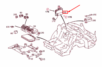 NEW MERCEDES-BENZ S W220 REAR RIGHT WHEELHOUSE FUSE BOX A0005404750 ORIGINAL
