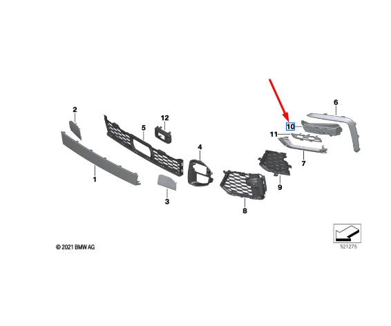 NEW BMW X6 G06 M FRONT RIGHT FOG LIGHT TRIM 51115A244D4 5A244D4 ORIGINAL
