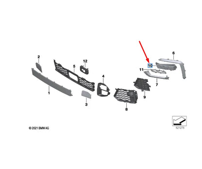 NEW BMW X6 G06 M FRONT RIGHT FOG LIGHT TRIM 51115A244D4 5A244D4 ORIGINAL