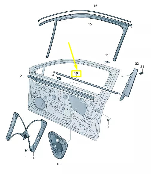 NEW VOLKSWAGEN PASSAT B8 3G FRONT LEFT DOOR MOLDING 3G0837475EVNH ORIGINAL