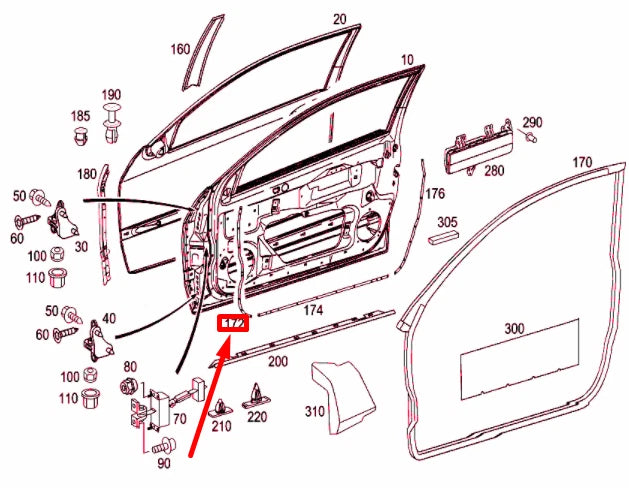 NEW MERCEDES-BENZ C W203 FRONT DOOR LEFT A-PILLAR AREA RAIL A2037270935 ORIGINAL
