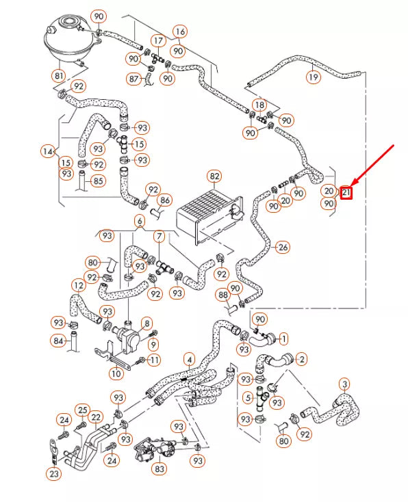 NEW AUDI A3 8P ENGINE COOLANT HOSE 1K0121447EC ORIGINAL