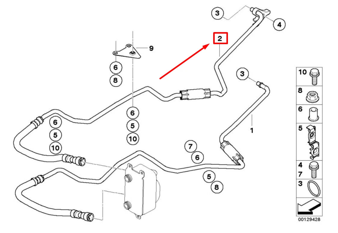 NEW BMW 6 CABRIO E64 TRANSMISSION OIL COOLER LINE 7571039 17227571039 ORIGINAL